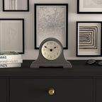 JONES CLOCKS® Speakeasy Mantel Clock | Classic Napoleon’s hat Design | Dark Gray | Contemporary Classic Style for Desk, Table, Shelf or Bedside