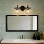 ANDY STAR 2 Light Bathroom Vanity Light, Matte Black Bathroom Light Fixtures, Modern Wall Sconce with Clear Globe Glass Shade, Farmhouse Wall Lamp for Bathroom, Living Room, Hallway, Cabinet, Porch