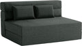 FILUXE Convertible Folding Sofa Bed - Sleeper Chair with Pillow, Modern Linen Fabric Floor & Futon Couch, Foldable Mattress for Living Room/Dorm/Guest Use/Home Office/Apartment, Queen Size, Dark Gray