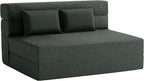 FILUXE Convertible Folding Sofa Bed - Sleeper Chair with Pillow, Modern Linen Fabric Floor & Futon Couch, Foldable Mattress for Living Room/Dorm/Guest Use/Home Office/Apartment, Queen Size, Dark Gray