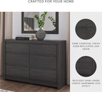 Signature Design by Ashley Parlayon Modern 6-Drawer Dresser and Mirror with Anti-Tipping Restraint, Black