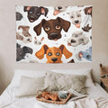 VUMIVI Cartoon Dog Head Tapestry Adorable Pets Humorous Style Abstract Art Illustration Tapestry Wall Hanging for Living Room Bedroom Dorm Classroom Aesthetic Decor W40xL30in