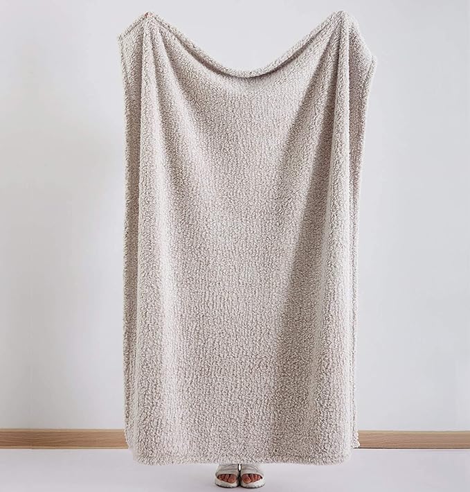 Ultra Soft Fleece Sherpa Blanket King Size, Lightweight Cozy Pattern Reversible Bed Blanket for All Season,2 Tones Ombre Light Brown,104”x90”