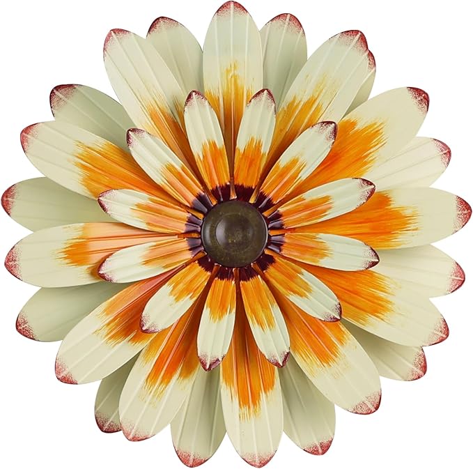 YEAHOME Metal Flower Wall Decor, 16" Wall Art Hanging Decorations for Home Bathroom, Bedroom, Living Room, Office, Boho Art, Indoor Outdoor Decorations Patio Garden Decor
