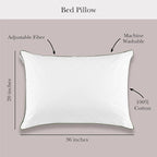 Kate Spade New York Firm/Extra Firm Pillow 20" x 36", Adjustable Down Alternative Pillow with 2" Gusset for Maximum Loft, Best for Back or Side Sleepers, King, White