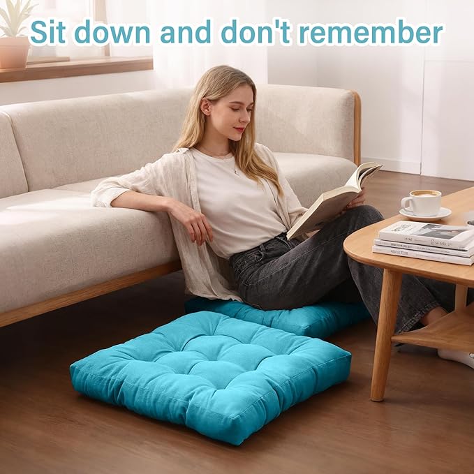Tiita Outdoor Cushions Square Floor Pillow Thicken Tufted Seat Pad Large Floor Cushion for Yoga Meditation Living Room