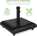Best Choice Products 81-Pound Heavy Duty Square Concrete Rolling Outdoor Patio Umbrella Base Stand w/Locking Wheels, Handles