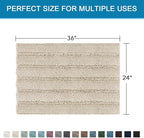 H.VERSAILTEX Bath Mats for Bathroom Non Slip Thick Chenille Striped Bath Rug Absorbent Fluffy Soft Shaggy Rugs Washable Dry Fast Plush Mats for Indoor, Bath Room, Tub - 24" x 36", Fog