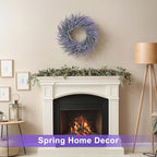20 Inch Summer Spring Wreaths for Front Door Romance Lavender Wreath, Elegant Artificial Front Door Wreath for All Season Spring Decorations for Home Wall Entryway Farmhouse Porch Room Decor