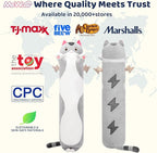 Mewaii Long Cat Plush 5 Sizes, 120% Extra Filling Giant Plushness Kids Body Pillow, Kawaii Cute Grey Cat Stuffed Animals Plushies, Big Long Body Pillow Cat Plush Gift for Girls 44”