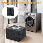 20x20x14 Inches Fluffy Square Pouf Ottoman - Plush Furry Ottoman Foot Rest Stool with High-Density Foam, Versatile Floor Seating for Living Room (Gray)