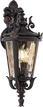 John Timberland Casa Marseille European Outdoor Wall Light Fixture Bronze Scroll 21 3/4" Champagne Hammered Glass for Exterior House Porch Patio Outside Deck Garage Front Door Garden Home