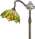 Tiffany Floor Lamp Stained Glass Lamp 18.88X12X67 Inch Angle Adjustable Arched Gooseneck Antique Reading Light (Amber Green Beach Coconut Tree)
