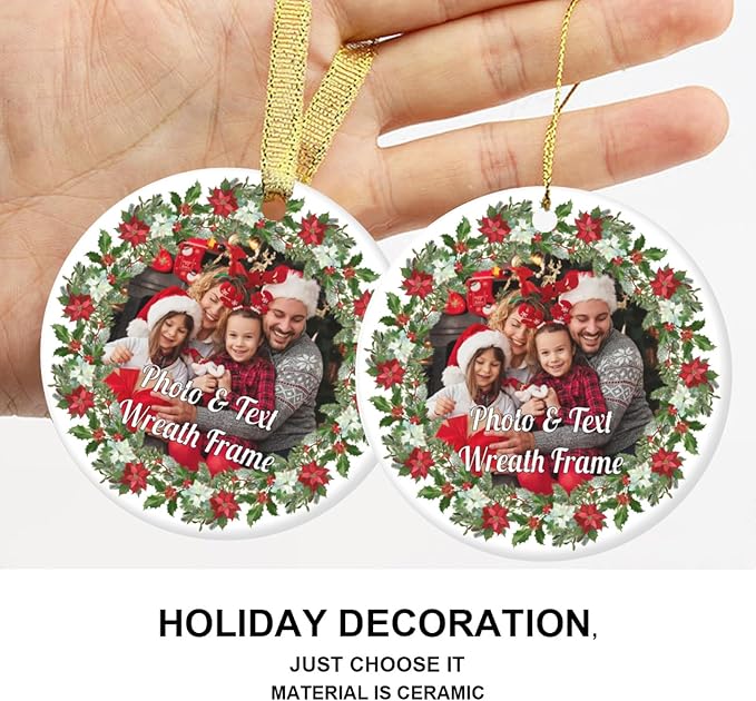 Personalized Christmas Ornaments 2030 Custom Ornaments for Christmas Tree Customized Photo Ornaments Picture Personalized Ornaments Home Decor Hanging Ceramic Xmas Ornament for Couples Family Wedding