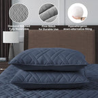 HORIMOTE HOME Quilt Set Twin Size Navy Blue, Classic Geometric Diamond Stitched Pattern, Ultra Soft Microfiber Lightweight Bedding Set Bedspread Coverlet for All Season with 1 Quilt 1 Pillow Sham