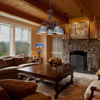 Capulina Tiffany Lamp Stained Glass Pendant Light Chandelier 5-Light Antique Blue Dragonfly Tiffany Style Hanging Lamp Decor for Living Romm Dining Room Kitchen Foyer Home Office