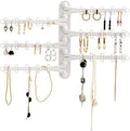 6-Tier 6" Wall Jewelry Organizer, Command Strips included for Easy Hanging, 120 Hole Earring Organizer, Necklace Organizer, Bracelet Holder, Ring Holder, Rotating Branches (White Small)