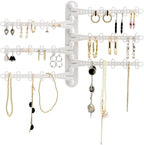 6-Tier 6" Wall Jewelry Organizer, Command Strips included for Easy Hanging, 120 Hole Earring Organizer, Necklace Organizer, Bracelet Holder, Ring Holder, Rotating Branches (White Small)