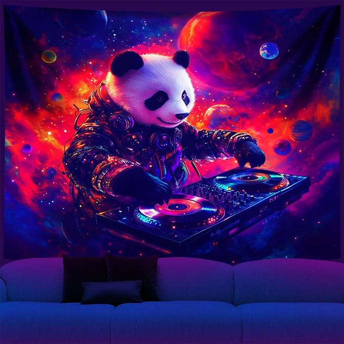NYZE Astronaut Space Tapestry for Bedroom, Glow in the Dark Room Decor Wall Tapestries, Cool Galaxy Planet Wall Hanging, Wall Hanging for Men Guys Gamer Room Dorm Living Room 79in×591in