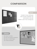 Bumusty Large Cork Board 36" x 24" Alternative - 6 Pack Felt Wall Tiles with 40 Safe Removable Adhesive Tabs, 30 Pushpins, Cork Boards for Walls Pin Board Bulletin Board Office Decor (Charcoal Gray)