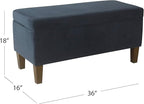 HomePop Large Upholstered Rectangular Storage Ottoman Bench with Hinged Lid, Navy