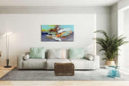 zoinart Hand Painted Textured 3D Wall Art 24x48 Inches Colorful Oil Paintings Abstract Large Canvas Wall Art for Home Decorations