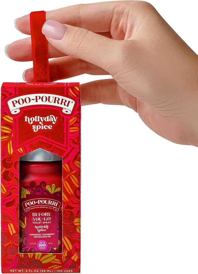 Poo-Pourri Before-You-Go Toilet Spray, Hollyday Spice, 2 Fl Oz - Cranberry, Cinnamon, and Balsam Fir, 1 Count (Pack of 1)