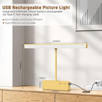 Picture Light, 15.35inch Wireless Picture Lights for Wall Rechargeable, 5400mAh Battery Wall Light with Remote, 3 Color Art Lighting for Paintings with Timer and Dimmable for Display, Gallery (Gold)