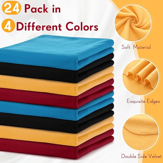 Shimeyao 24 Packs Fleece Throw Blanket Soft Warm Lightweight Fleece Blanket Cozy Throw Bulk for Bed Couch Sofa Home Office Wedding Gifts Suitable for Seasons, 50 x 60 Inches(Classic Color)