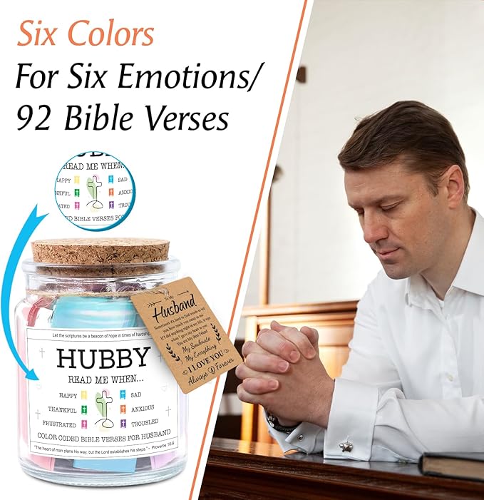 NewEleven Valentines Day Gifts For Husband - Husband Gifts, Christian Gift For Him, Husbands - Inspirational, Valentines Day Gift For Hubby From Wife, Her - Bible Verse Jar