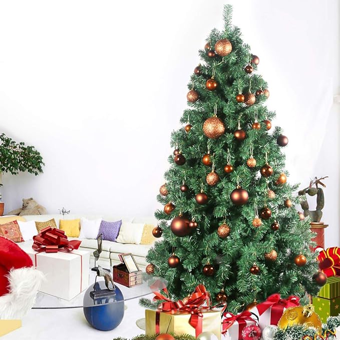 Bronze 1.6" Small Christmas Balls Christmas Tree Decoration Ornaments Shatterproof Hanging Balls for Xmas Tree Holiday Wreath Garland Decor Set of 36pcs Brown Christmas Ornaments