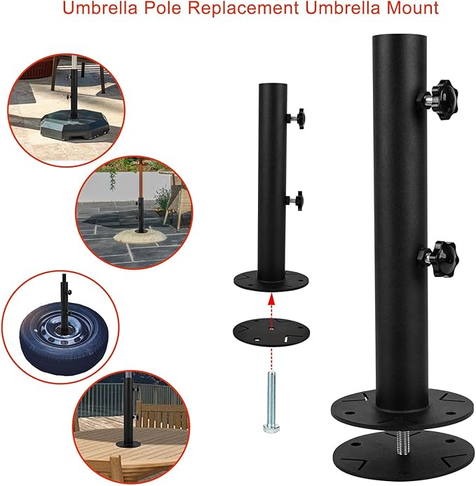 Universal Granite Umbrella Stand Tube, Stone Umbrella Tube Base for Outside, Heavy Duty Marble Flag Pole Stake Holder, Table Umbrella Tube Bracket,DIY Metal Tube Umbrella Mount