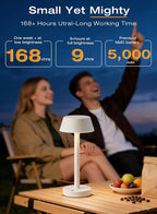 Cordless Rechargeable Table Lamp with Power Charger,Portable Touch LED Desk Lamp,5000mAh Battery Operated,2700K-5700K Tunable Dimmable for Bedroom,Outdoor Camping Bedside,White