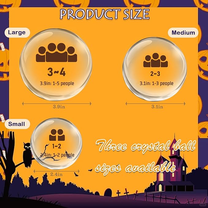 Customizable Halloween Crystal Ball Engravable Photo Text Personalized Luminous Snow Globe Suitable for Halloween Party Decorations to Create A Spooky Atmosphere