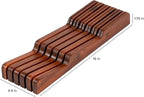 KitchenEdge Acacia Wood Kitchen Knife Block Holder Organizer - Holds 5 Long + 6 Short Knives (Not Included), Fits Most Knife Sizes, Rubber Feet, Premium Food-Safe Finish, In-Drawer Design