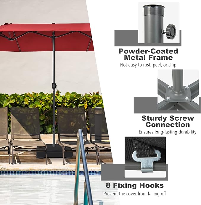 Giantex 200lbs Filled Umbrella Base with 2 Sandbags, Adjustable Knobs, All-Weather Cover, Fit for Poles up to 1.9", Large Outdoor Umbrella Stand Holder for Market Poolside Patio Table Umbrella