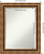 Amanti Art Bronze Wall Mirror 29x23 Manhattan Bronze Rectangle Bathroom Mirror for Wall Decor Living Room, Medium Traditional Wood Frame, Hangs Horizonally and Vertically, Bathroom Decor, Beveled Edge