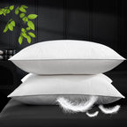 Ivellow White Goose Feather Pillows Queen Size Set of 2 Hotel Down Bed Pillows for Sleeping Soft 600TC 100% Cotton Cover Medium Firm Cloud Soft Breathable Fluffy Pillow for Back Side Stomach Sleepers