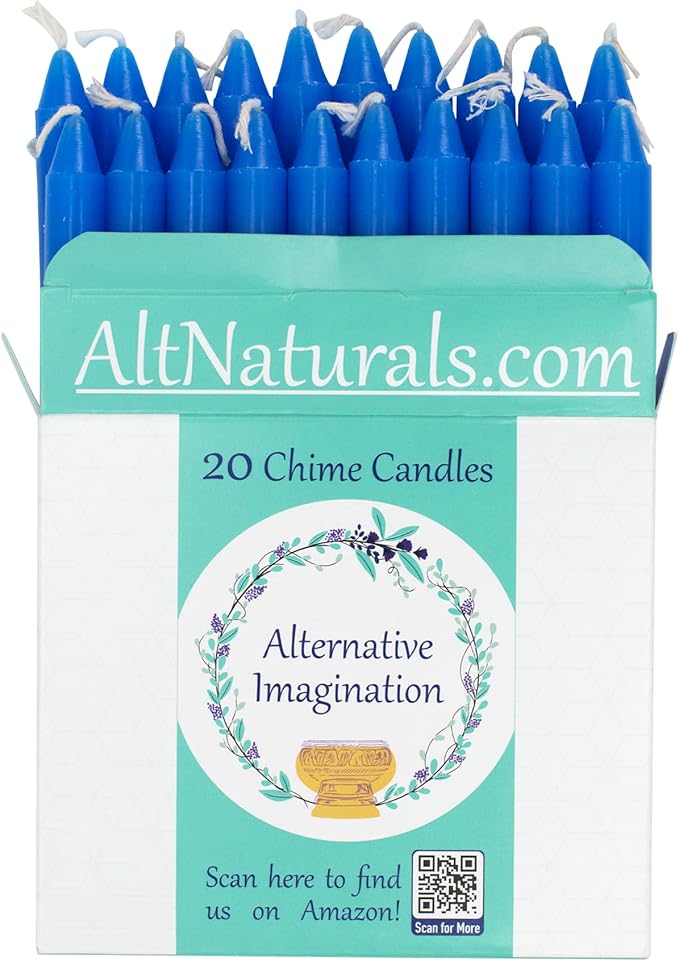 Alternative Imagination Blue Chime Candles - 20 Pack of Unscented 4 Inch Mini Taper Candles - Dripless Long Burning Ritual Candles for Meditation, Spell Work & Home Decor
