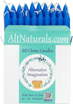 Alternative Imagination Blue Chime Candles - 20 Pack of Unscented 4 Inch Mini Taper Candles - Dripless Long Burning Ritual Candles for Meditation, Spell Work & Home Decor