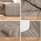 Sasttie King Size Comforter Set, 7-Piece Bed in a Bag, Pintuck Bedding Set for All Season, Includes Comforter, Flat Sheet, Fitted Sheet, Pillowcases and Pillowshams, Dark Linen