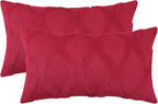 decorUhome Spring Throw Pillow Covers 12x20 Inch Set of 2, Soft Plush Faux Fur Wool Lumbar Red Couch Pillow Covers, Decorative Neutral Pillow Cases for Bed Sofa Living Room Home Decor