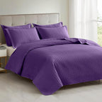 Maple&Stone Quilt Set Twin Size, Purple Lightweight Bedspread Ultrasonic Chevron Pattern Light Coverlet for All Season Comforter Bedding Decor - 2 Piece Twin Bed Cover Sets