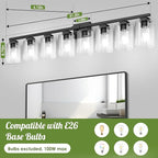 BesLowe 51" 8-Light Bathroom Light Fixture, Modern Black Vanity Light, Bathroom Lighting Fixtures Over Mirror, Matte Black Bathroom Wall Lamp, Wall Lights for Living Room Bedroom Hallway