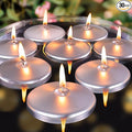3 inch Floating Candles 8-9 Hours Silver Floating Candle for Centerpieces 30 Packs Unscented Floating Candles 3” Water Candles for Cylinder Vases, Pool, Wedding