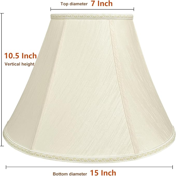 TOOTOO STAR Bell Lamp Shades, 7" x 15" x 10.5" Royal Style Spider LampShade or Table and Floor Lamps, Home Decor Beige Floor Lamp Table Lamp Shade