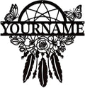 Personalized Dream Catcher Metal Wall Art - Custom Name Iron Sign for Home Decor, 8-30 Inch Black (Style D)