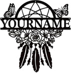 Personalized Dream Catcher Metal Wall Art - Custom Name Iron Sign for Home Decor, 8-30 Inch Black (Style D)