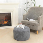 Stuffed Pouf Ottoman with High Density Foam Filler Plush Fiber Pouf Stool Round Foot Stool Cushion Storage Ottoman 20 * 12''Floor Poufs Foot Rest for Living Room (Gray)