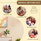 CrystalTears Rose Quartz Crystal Tree Life Hanging Ornament for Wall Window Home Room Decor, Pink Feng Shui Healing Crystals Gemstone Glass Suncatcher Car Ornament, Crystal Gifts for Women Christmas